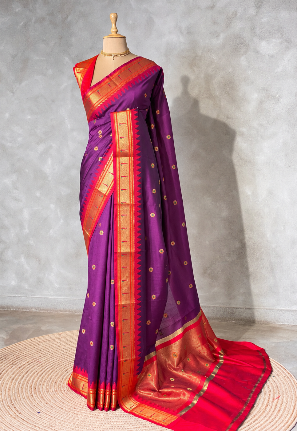 Wine and Red Silk saree - PBRZU13