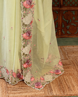Pastal Yellow Crush Georgette Saree - PBRCHAND1
