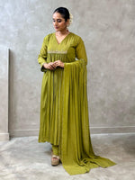 Green crepe silk salwar set - SLN06