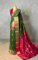 Olive Green and Magenta semi kanchipuram soft silk saree - PSSN219