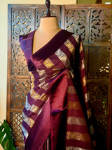 Deep wine Banarasi Crape silk saree - PBRHC4