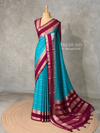 Blue and maroon Crepe silk saree- PBRSB3D