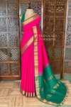 Rani Pink and Green Handloom silk cotton saree - PBRMH2B