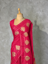 Peachish Pink crape silk saree - PBRNAK2N