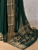 Dark green mysore crepe Silk Saree - PBRMJ10A