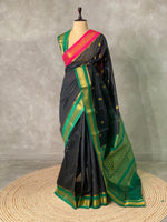 Black and Green Chanderi saree- PCS06B