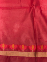 Maroon Red Chanderi silk cotton Jamdani woven saree- PBRJ13