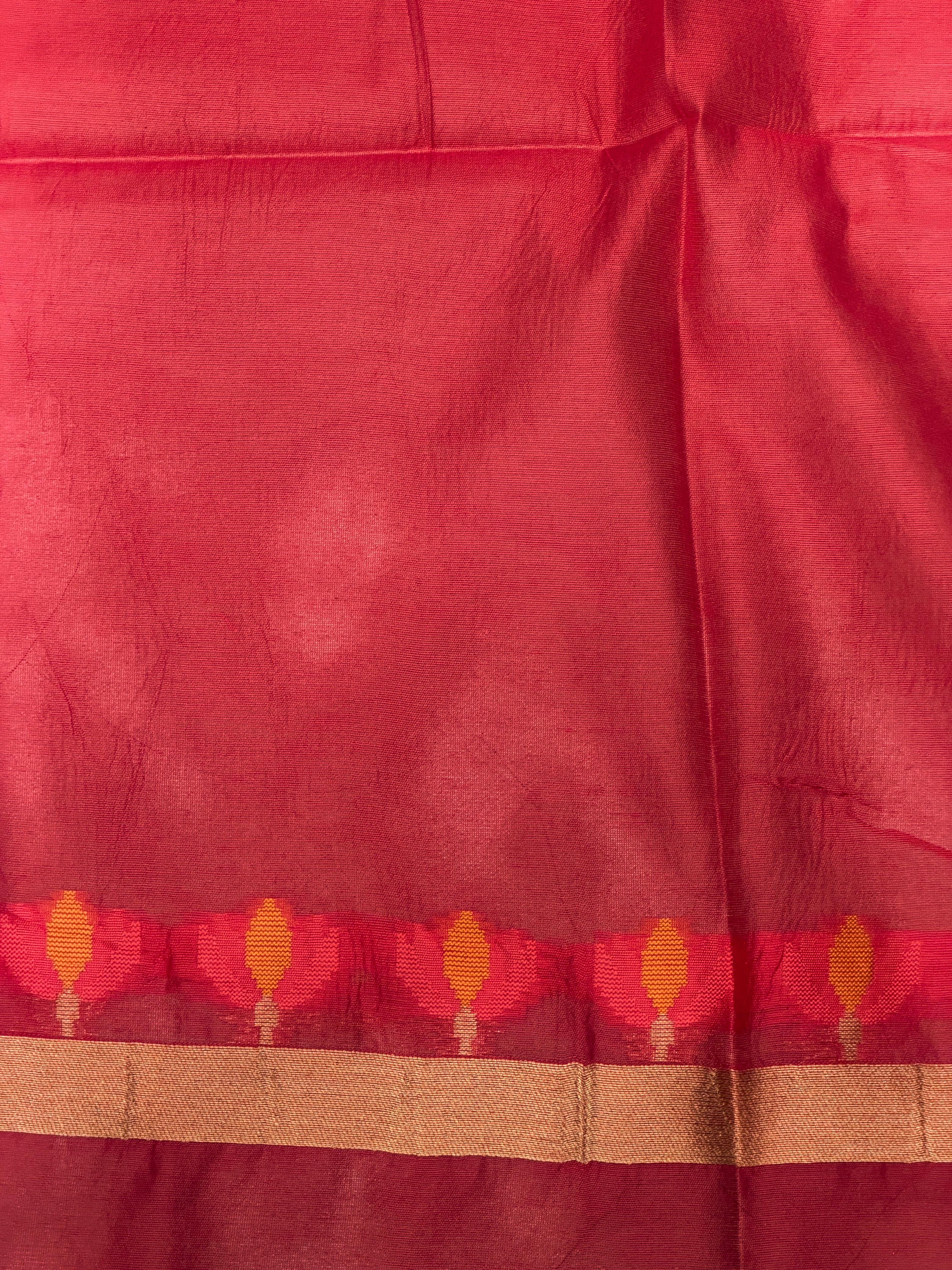 Maroon Red Chanderi silk cotton Jamdani woven saree- PBRJ13