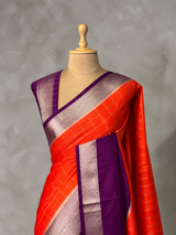 Orange and Purple Crepe silk saree- PBRSB4D
