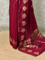 Maroon crape silk saree - PBRNAK2M