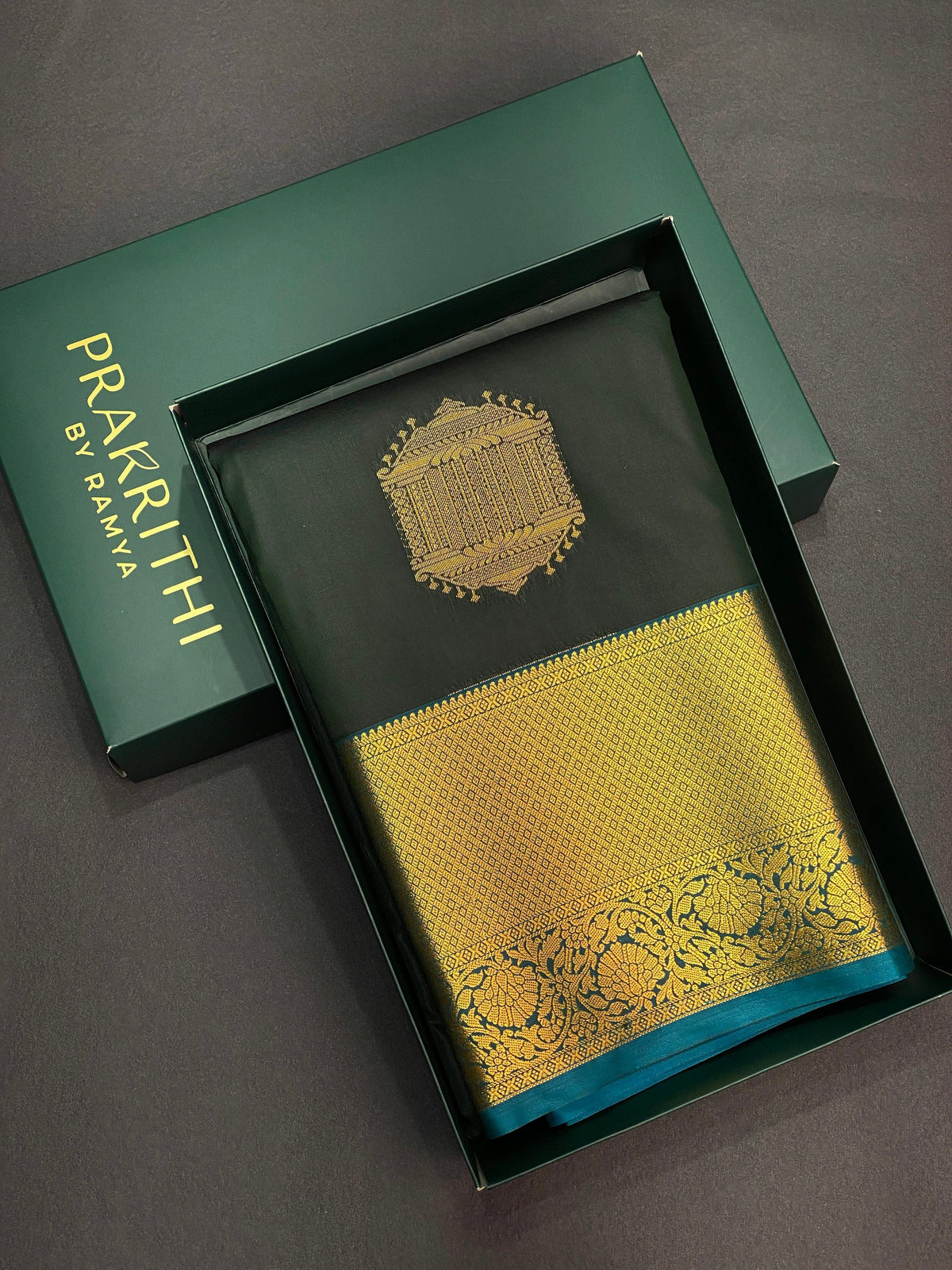 Green and blue silk saree- SS1