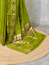 Olive Green crape silk saree - PBRNAK2H