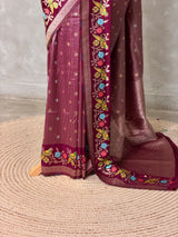 Deep wine Banarasi crape silk saree - PBRNAK3
