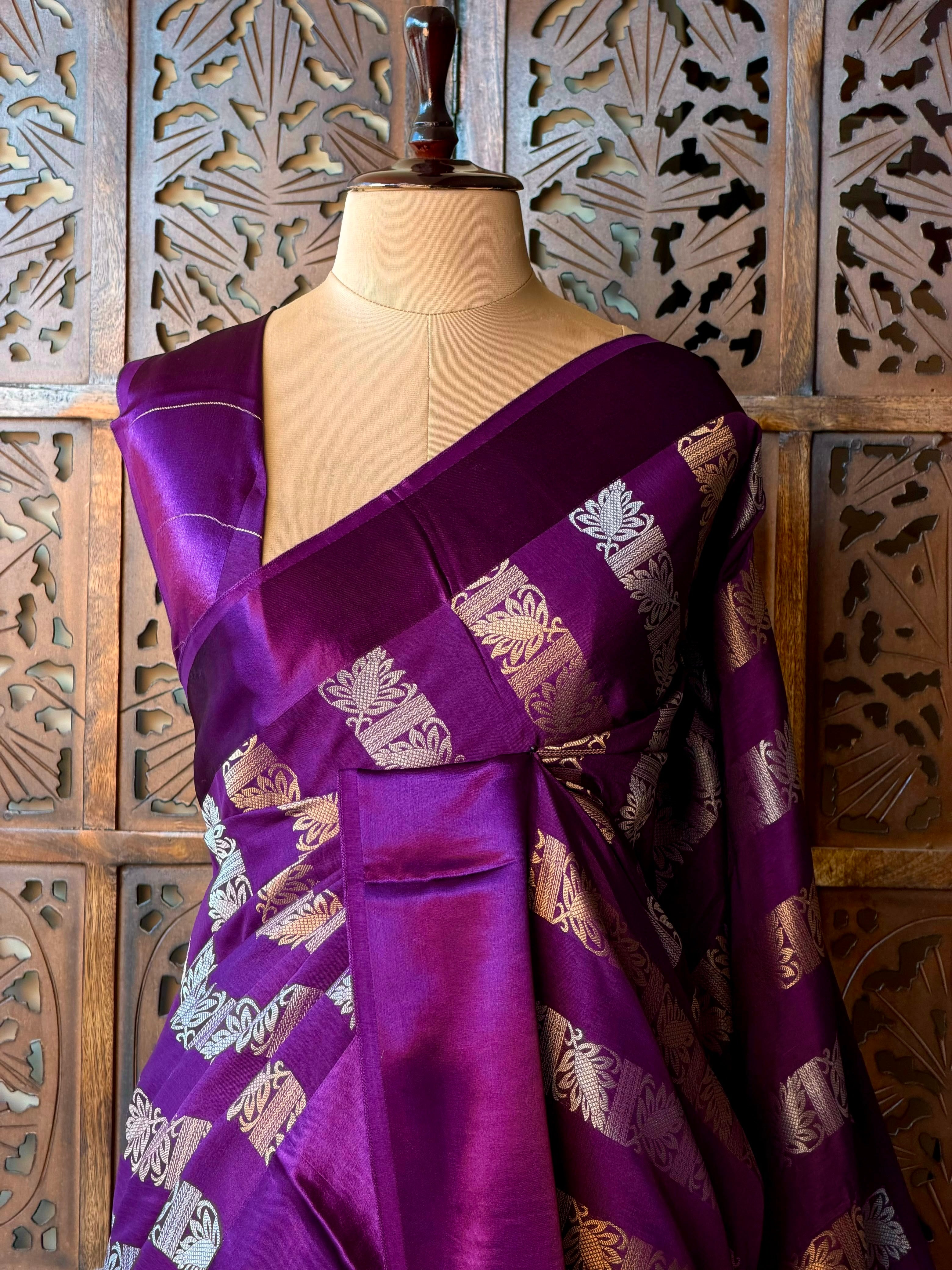 Violet Banarasi Crape silk saree - PBRHC8