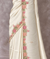 White soft tissue silk Designer saree- PBRCK6A