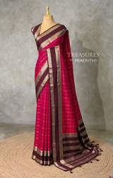 Dark pink and Wine Crepe silk saree- PBRSB3I