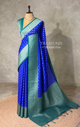 Royal blue and Aqua blue Dola silk saree- PBRSB2O