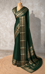 Dark green mysore crepe Silk Saree - PBRMJ10A