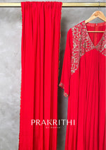 Red crepe silk salwar set - SNL37