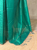 Teal Green semi tusser silk saree - PBRSS2