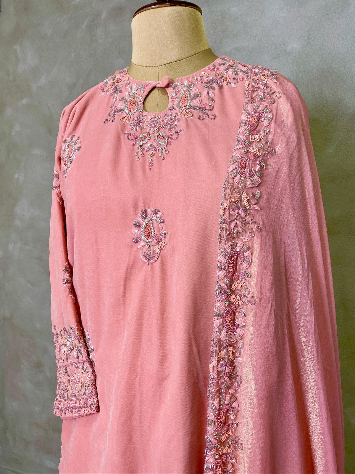 Pink premium velvet salwar set - SLV08