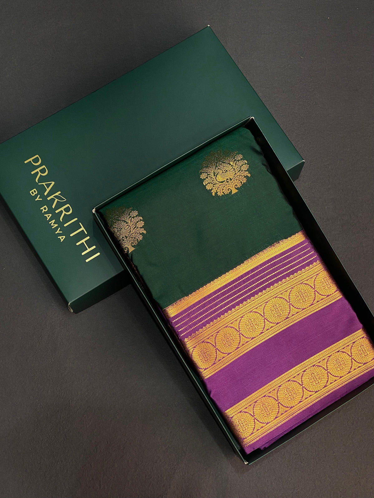 Dark Green and Purple kanchipuram silk saree- PSSR203