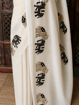 Off white Chanderi cotton silk saree - PBR67