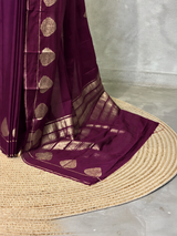 Deep wine crape silk saree - PBRNAK2L