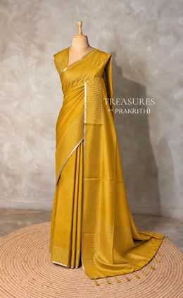 Lime yellow semi tusser silk saree - PBRSS3A