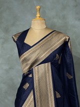 Navy Blue Viscose Silk Saree - PBRATH5E