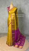 Olive Green and Magenta semi kanchipuram soft silk saree - PSSN224