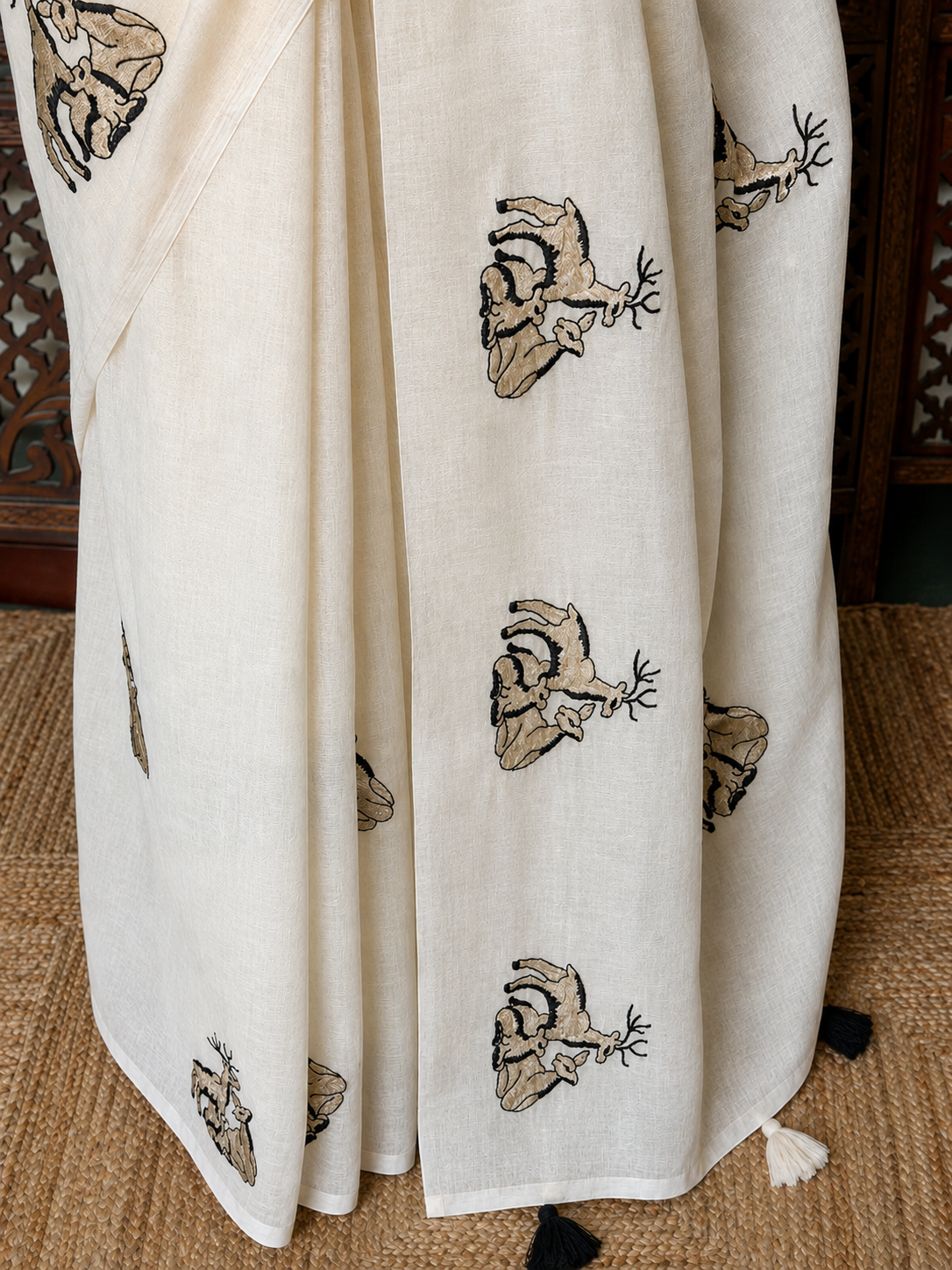 Off white Chanderi cotton silk saree - PBR67A
