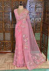 Pink Organza Designer saree- PBRCK4