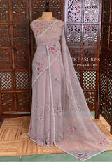 Nude lavender organza Designer saree- PBRCK1