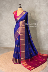 Blue and Magenta semi kanchipuram soft silk saree - PSSN210