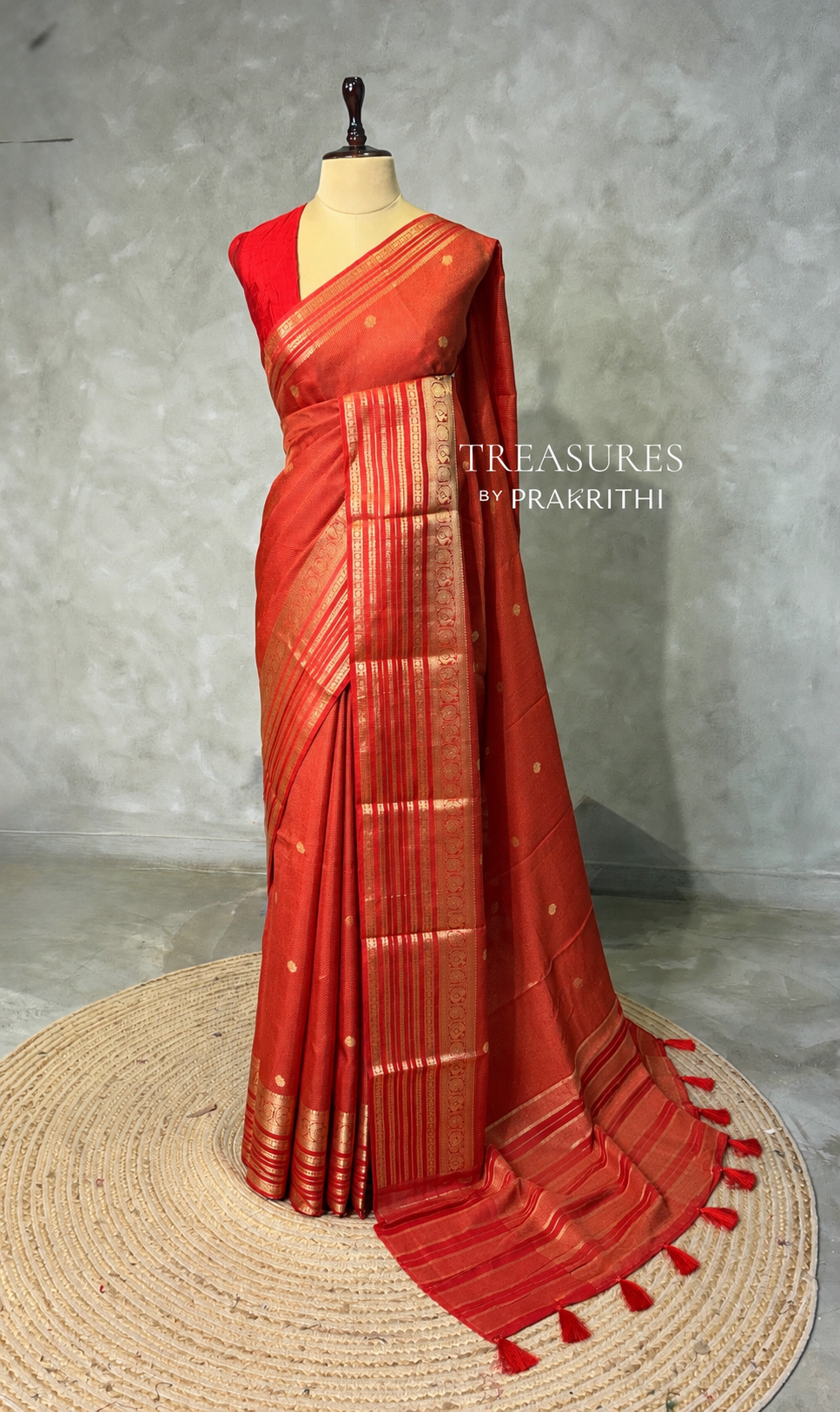 Dark Red Viscose Tissue Silk Saree - PBRATH9C