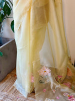 Pastal Yellow Pure Organza sareesaree -PBR11