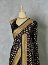 Black Satin silk Saree - PBRKIV6D