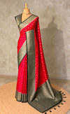 Red and Green Dola silk saree- PBRSB2F