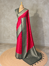Dark pink and Green Dola silk saree- PBRSB2E