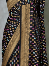 Black Satin silk Saree - PBRKIV6D