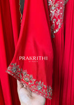 Red crepe silk salwar set - SNL37