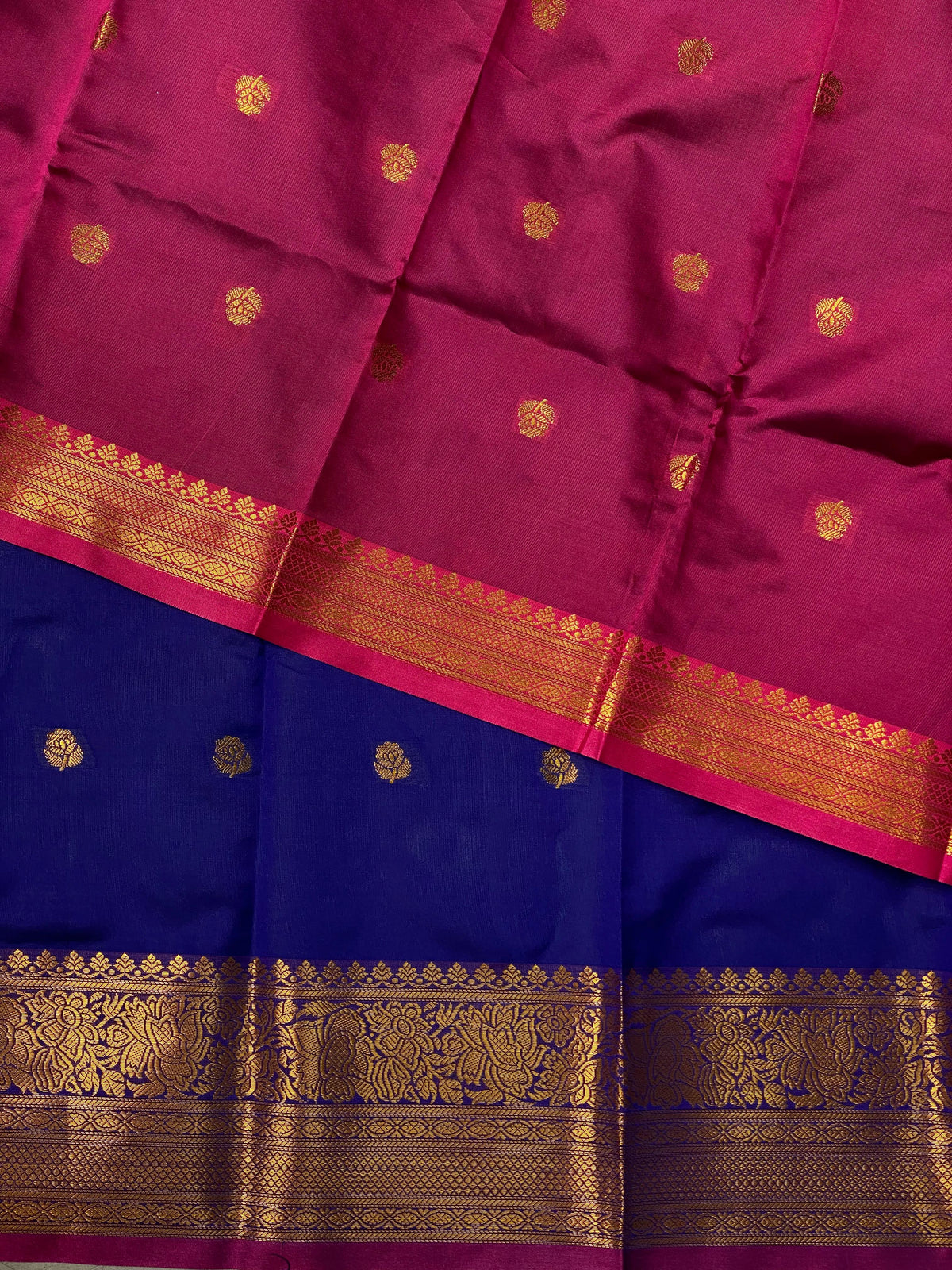 Royal blue and purple semi kanchipuram soft silk saree - PSSN2