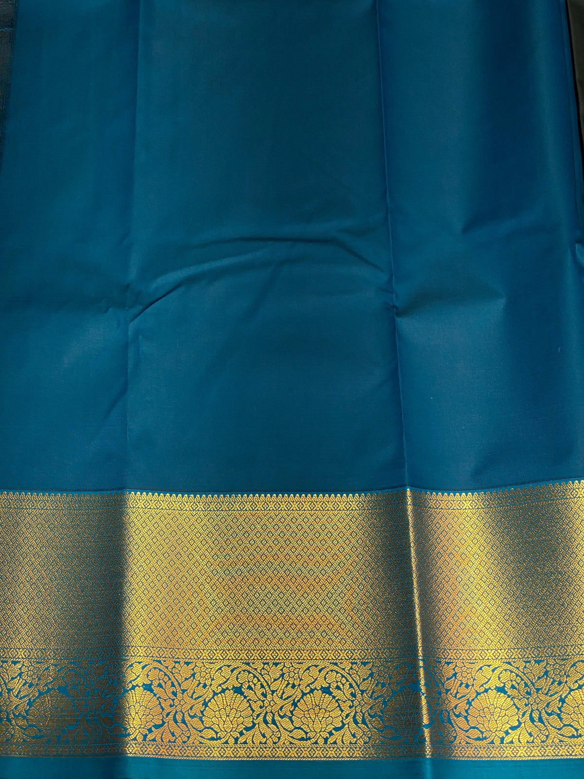 Green and blue silk saree- SS1