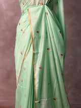 Pista Green Chanderi silk cotton Jamdani woven saree- PBRJ3