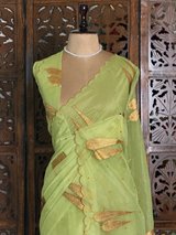 Pastal Green and gold organza silk saree- PBRRB1A