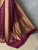 Burgundy Satin silk Saree - PBRKIV6