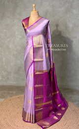 Lavender and Magenta semi kanchipuram soft silk saree - PSSN227