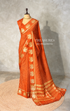 OrangeChanderi silk cotton Saree - PBRFA2B