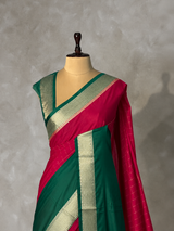 Dark Pink and Green Crepe silk saree- PBRSB4G